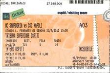 Biglietto stadio UC Sampdoria